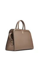 Leather tote bag with detachable pouch