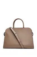 Leather tote bag with detachable pouch