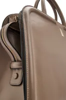Leather tote bag with detachable pouch