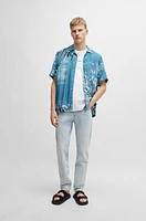 Regular-fit shirt printed twill with camp collar