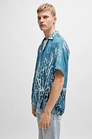 Regular-fit shirt printed twill with camp collar