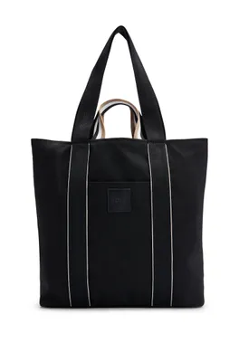 Slimline canvas tote bag with logo patch