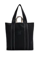 Slimline canvas tote bag with logo patch