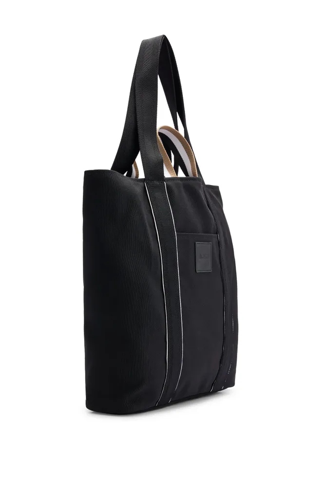 Slimline canvas tote bag with logo patch