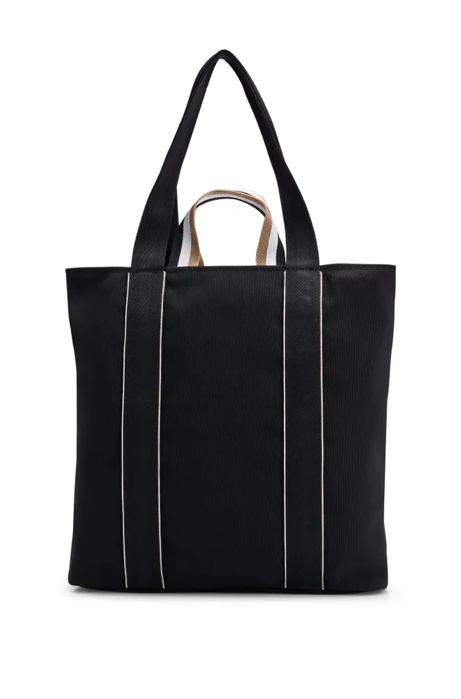 Slimline canvas tote bag with logo patch