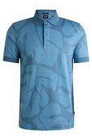 Slim-fit polo shirt monstera-leaf cotton