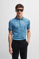 Slim-fit polo shirt monstera-leaf cotton