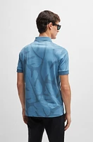 Slim-fit polo shirt monstera-leaf cotton