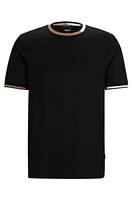 Mercerized-cotton T-shirt with signature-stripe details