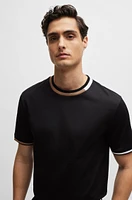 Mercerized-cotton T-shirt with signature-stripe details