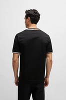 Mercerized-cotton T-shirt with signature-stripe details