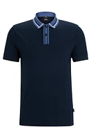 Mercerized-cotton slim-fit polo shirt with contrast stripes