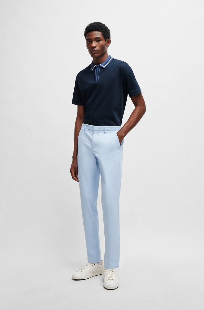 Mercerized-cotton slim-fit polo shirt with contrast stripes