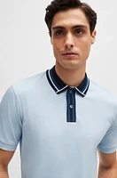 Mercerized-cotton slim-fit polo shirt with contrast stripes