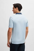 Mercerized-cotton slim-fit polo shirt with contrast stripes