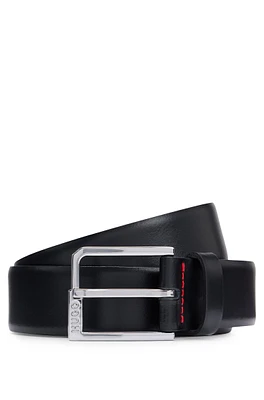Italian-leather belt with logo buckle