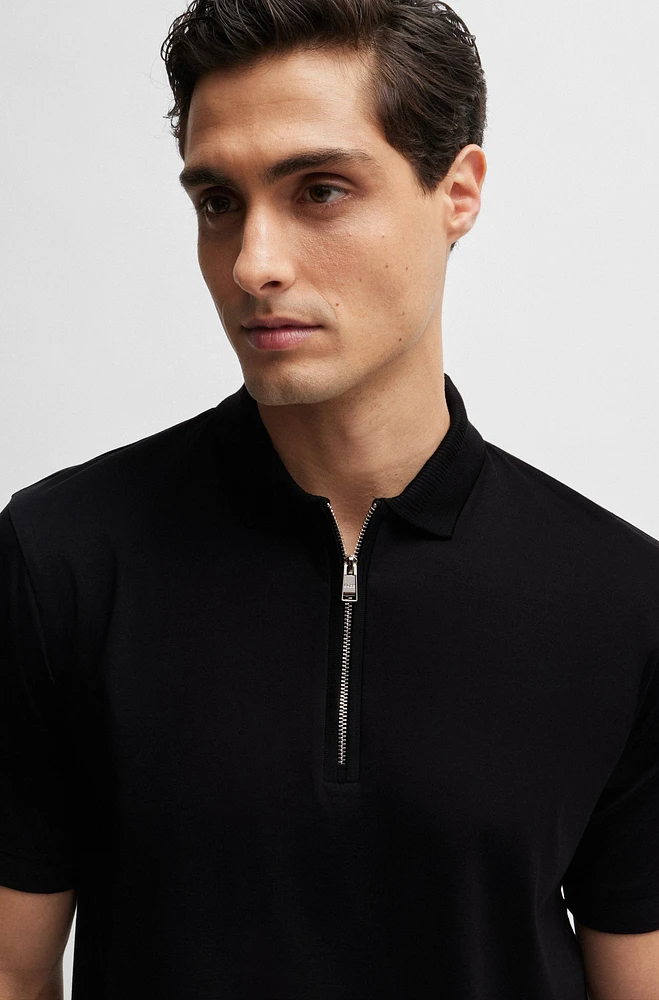 Mercerized-cotton slim-fit polo shirt with zip neck