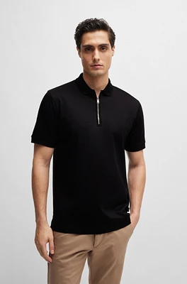 Mercerized-cotton slim-fit polo shirt with zip neck