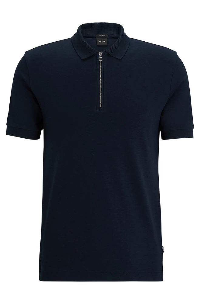 Polo slim fit de algodón mercerizado con cuello cremallera