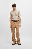 Horizontal-stripe T-shirt cotton and linen