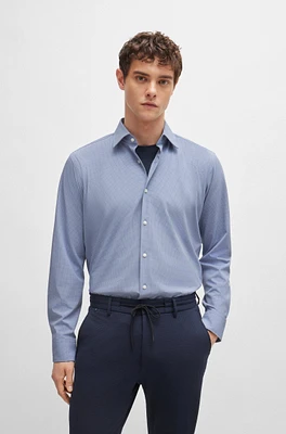 Regular-fit shirt structured performance-stretch material