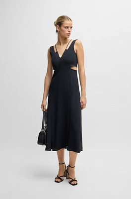 BOSS - V-neck dress with cut-out details Dark Blue