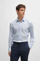 Slim-fit shirt striped performance-stretch material