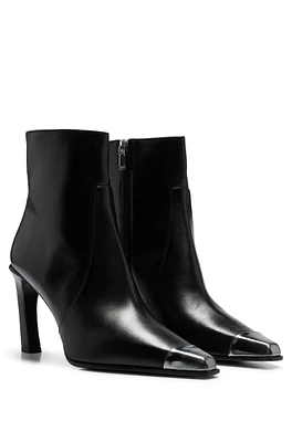 Nappa-leather ankle boots with metallic toe