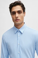 Regular-fit shirt patterned performance-stretch dobby