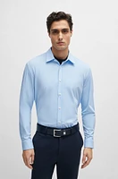 Regular-fit shirt patterned performance-stretch dobby