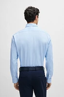 Regular-fit shirt patterned performance-stretch dobby