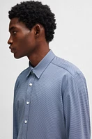 Regular-fit shirt patterned performance-stretch material