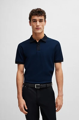 Slim-fit polo shirt two-tone mercerized cotton