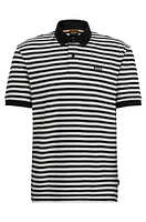 Cotton-piqué polo shirt with horizontal stripe