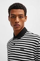 Cotton-piqué polo shirt with horizontal stripe