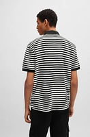 Cotton-piqué polo shirt with horizontal stripe