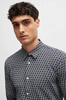 Slim-fit shirt printed performance-stretch material