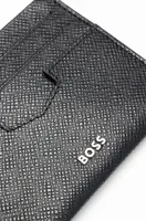 BOSS - Embossed-leather card holder with metal logo lettering