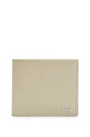 Embossed-leather wallet with metal logo lettering