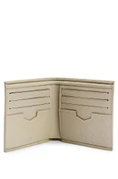 Embossed-leather wallet with metal logo lettering