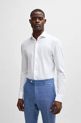 Camisa casual fit de manga larga en punto algodón