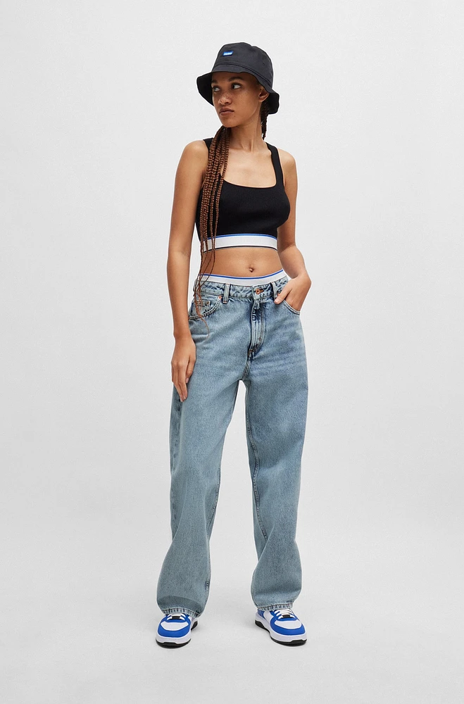 Relaxed-fit jeans bright-blue cotton denim