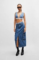 Regular-fit skirt blue cotton denim