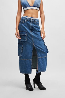 Regular-fit skirt blue cotton denim