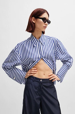 Oversize-fit blouse striped cotton poplin