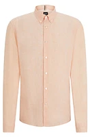 Regular-fit linen shirt with button-down collar