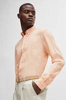 Regular-fit linen shirt with button-down collar