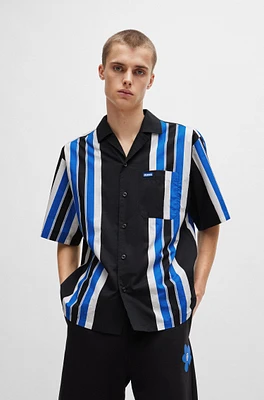 Oversize-fit shirt printed cotton poplin