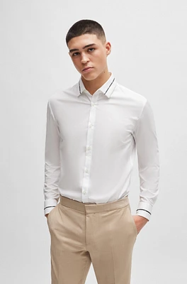 Slim-fit shirt with piped collar and cuffs
