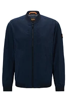 BOSS - Water-repellent jacket cotton-effect crinkle fabric Dark Blue